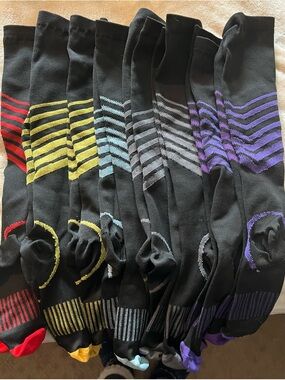 Men's Black Compression Socks with Colored Stripes - Pack